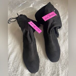 NEW WIDE FIT OVER THE KNEE BLOCK HEEL BOOTS.